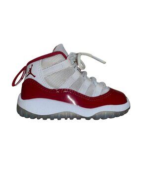 Air Jordan Kids White & Red Patent Leather High-Top Retro 11 Crib Shoes Size 5C